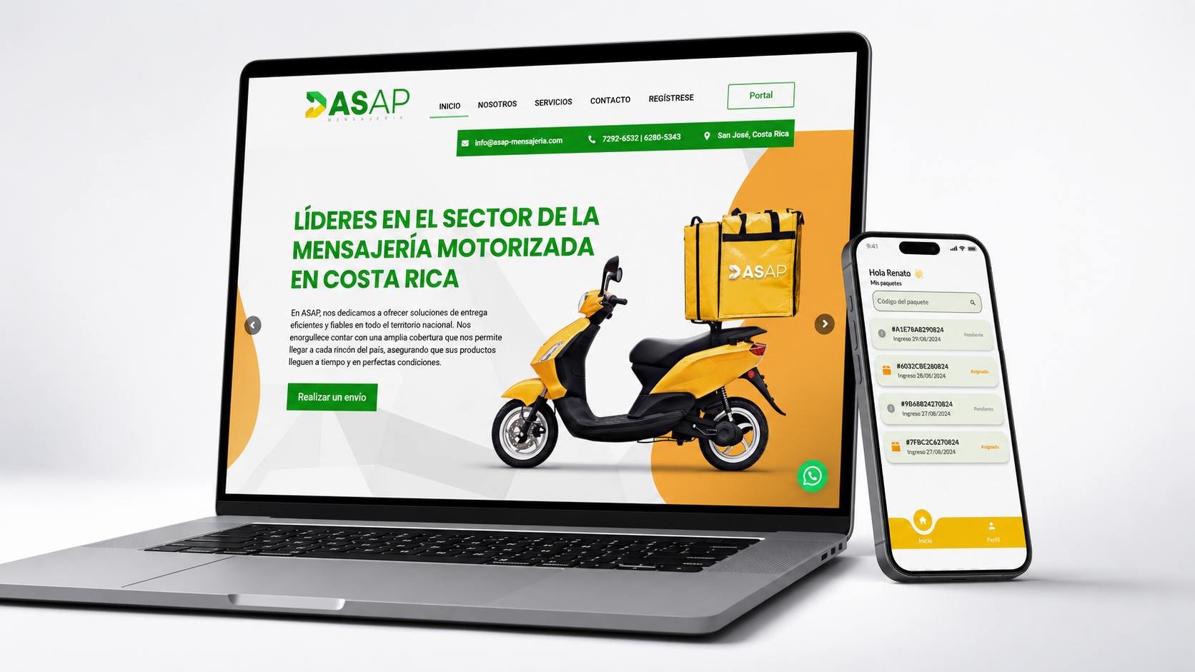 Portal web y aplicación móvil de ASAP Mensajería