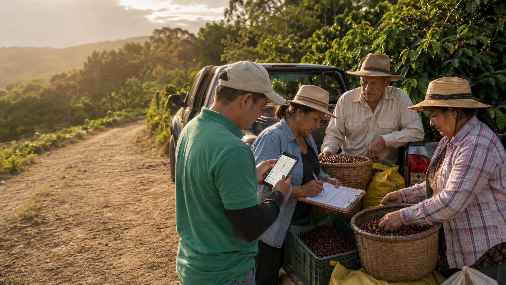 Equipo de Coopetarrazú trabajando en campo