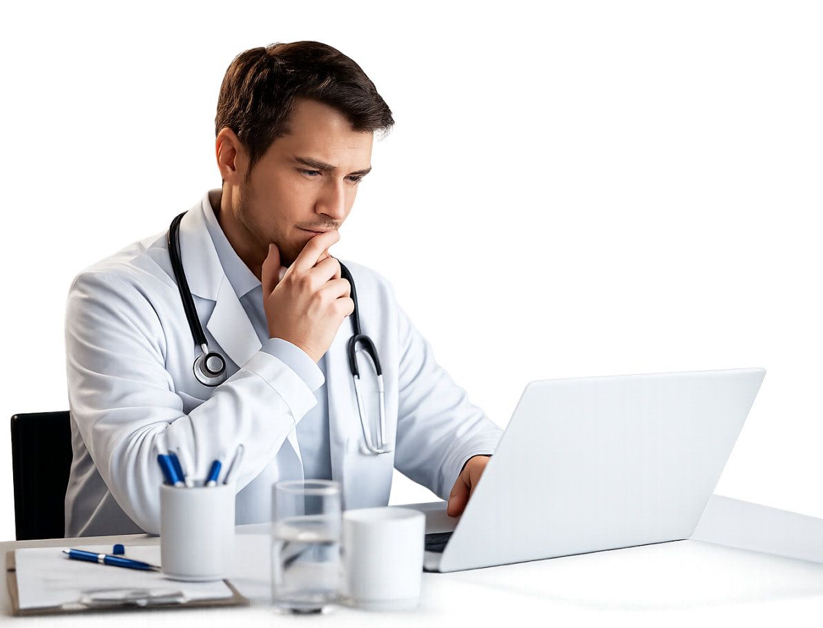 Profesional médico revisando información clínica