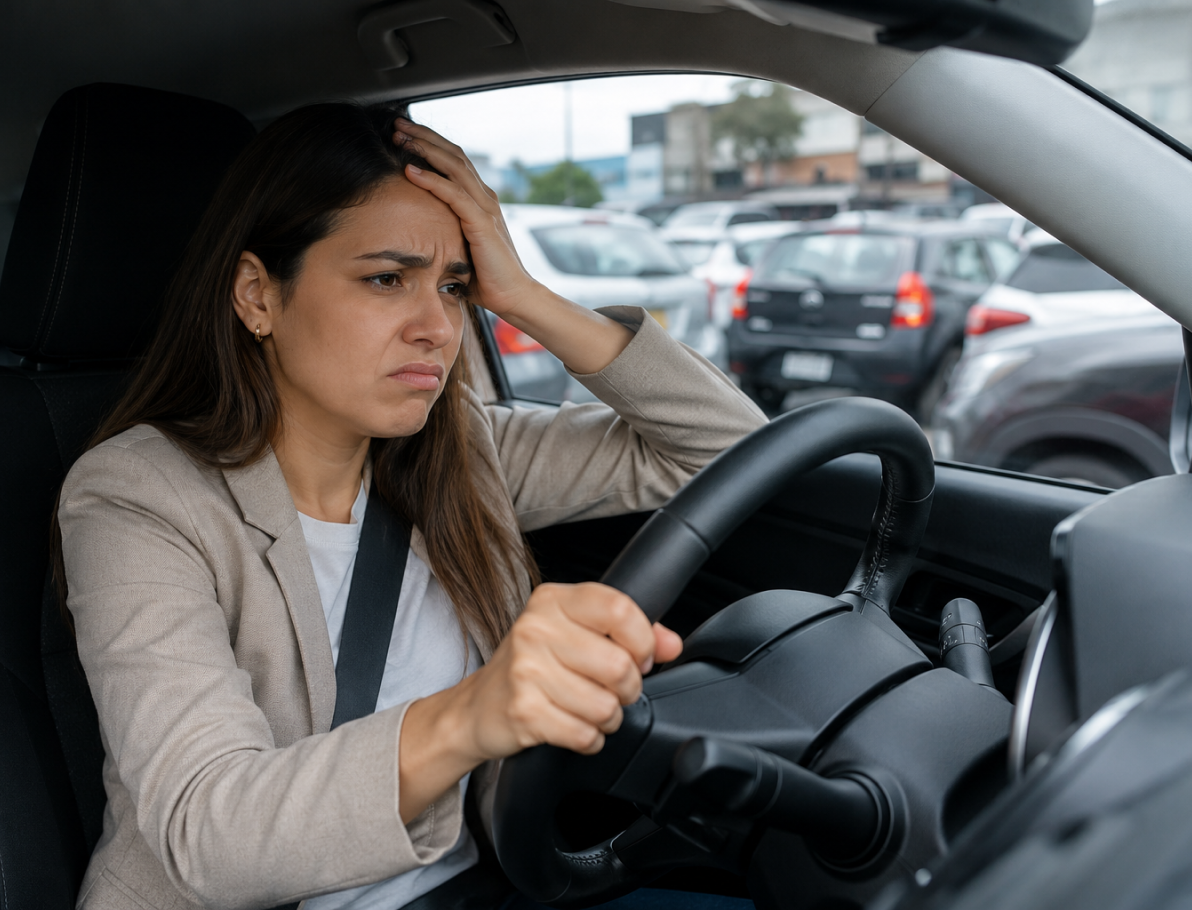 Conductora buscando estacionamiento