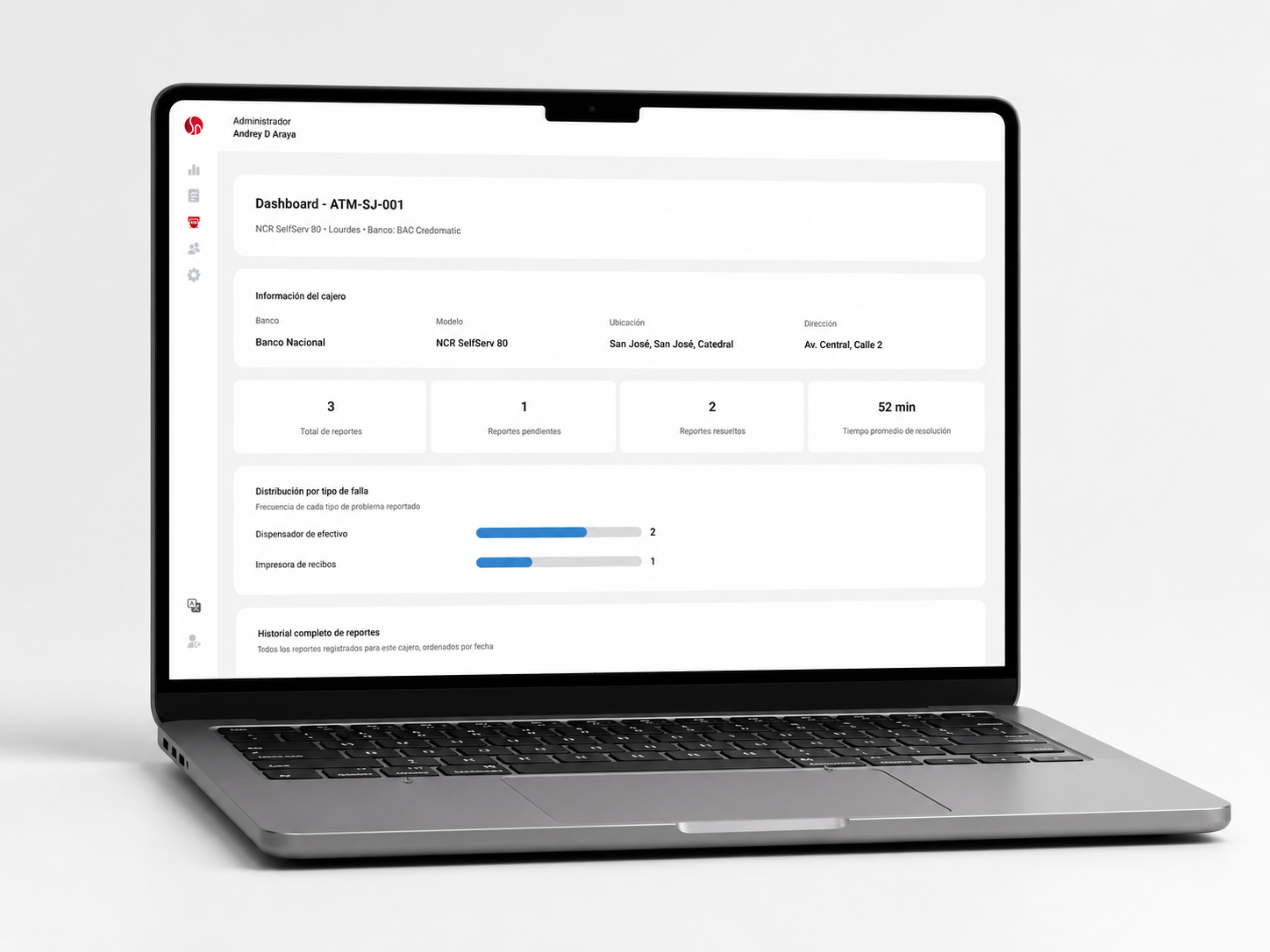 Sistema administrativo para gestión de cajeros
